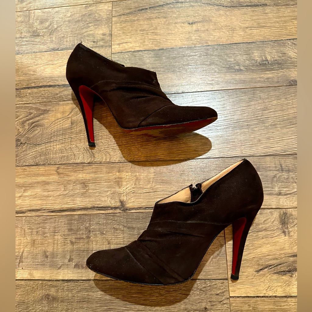 Christian Louboutin Ruched Suede Booties